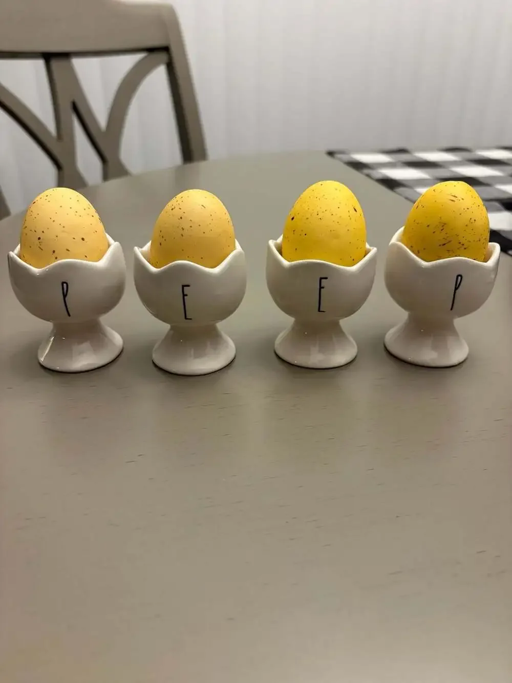 Rae Dunn Artisan Collection PEEP Ceramic Egg Cup Holder Set